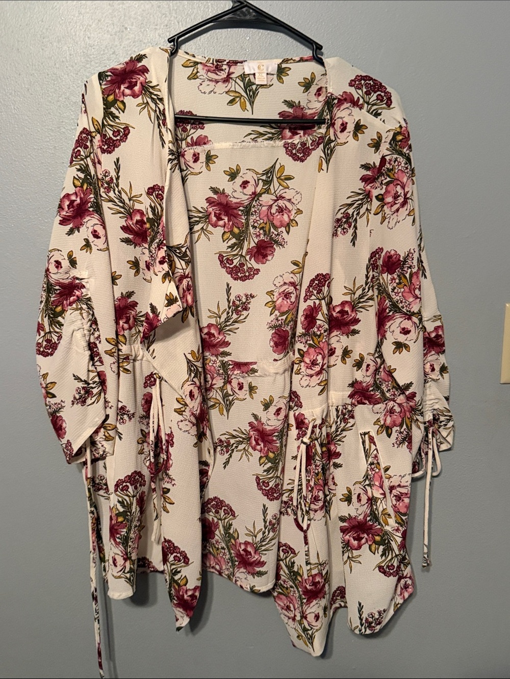 C Floral Cream Multicolor Blouse - Pink & Mustard Floral Print